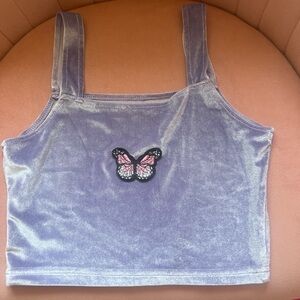 Purple Embellished Crop Tank Top